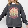 Unearth a Story 2026 Summer Reading Program Flowers Book Comfort Colors Sweatshirt Pepper