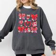 Valentine Teacher Coquette Bow Pencil Heart Book Girl Women Comfort Colors Sweatshirt Pepper
