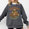 Wild About Reading Sloth Coffee Teacher Book Lover Comfort Colors Sweatshirt Pepper