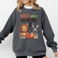 Wild About Reading Zoo Animals For Bookworm Book Reader Comfort Colors Sweatshirt Pepper