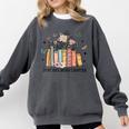Wildflower Floral Book Just One More Chapter Comfort Colors Sweatshirt Pepper