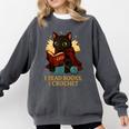 Wizard Cat Reading a Book While Crocheting Comfort Colors Sweatshirt Pepper Wizard Cat Reading a Book While Crocheting Comfort Colors Sweatshirt Pepper
