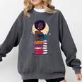 Woman And Books Stack Afro Girl Reading Lover Comfort Colors Sweatshirt Pepper Woman And Books Stack Afro Girl Reading Lover Comfort Colors Sweatshirt Pepper
