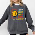 Women's Girls Softball Play Like A Girl Comic Book Pop Art Comfort Colors Sweatshirt Pepper Women's Girls Softball Play Like A Girl Comic Book Pop Art Comfort Colors Sweatshirt Pepper