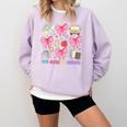 100 Days Of School Coquette Bow School Bus Pencil Books Comfort Colors Sweatshirt Crimson