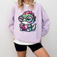 Adorable Book Lover Basilisk With Reading Glasses Cute Comfort Colors Sweatshirt Crimson