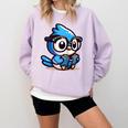 Adorable Book Lover Blue Jay With Reading Glasses Cute Raglan Baseball Tee Comfort Colors Sweatshirt Crimson