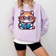 Adorable Book Lover Maine Coon Cat With Reading Glasses Cute Comfort Colors Sweatshirt Crimson Adorable Book Lover Maine Coon Cat With Reading Glasses Cute Comfort Colors Sweatshirt Crimson