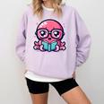 Adorable Book Lover Octopus With Reading Glasses Cute Comfort Colors Sweatshirt Crimson Adorable Book Lover Octopus With Reading Glasses Cute Comfort Colors Sweatshirt Crimson
