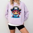 Adorable Book Lover Pirate With Reading Glasses Cute Comfort Colors Sweatshirt Crimson