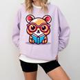 Adorable Book Lover Quokka With Reading Glasses Cute Comfort Colors Sweatshirt Crimson