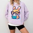 Adorable Book Lover Rabbit With Reading Glasses Cute Premium Comfort Colors Sweatshirt Crimson Adorable Book Lover Rabbit With Reading Glasses Cute Premium Comfort Colors Sweatshirt Crimson