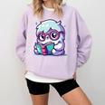 Adorable Book Lover Yeti With Reading Glasses Cute Comfort Colors Sweatshirt Crimson Adorable Book Lover Yeti With Reading Glasses Cute Comfort Colors Sweatshirt Crimson