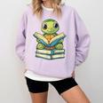 Adorable Turtle Reading Books Comfort Colors Sweatshirt Crimson