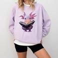 Axolotl Bookworm Reading Book Kawaii Graphic Comfort Colors Sweatshirt Crimson