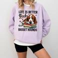 Basset Hound Dog Breed Life Is Better With Books And a For Men Women Girls Kids Comfort Colors Sweatshirt Crimson