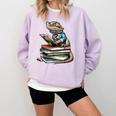 Bearded Dragon Reading Books Matching Bookworm Librarian Comfort Colors Sweatshirt Crimson