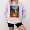 Bigfoot And Alien Reading Books Campfire Halloween Comfort Colors Sweatshirt Crimson
