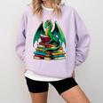 Book Dragon Reading Books Comfort Colors Sweatshirt Crimson