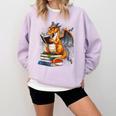 Book Dragon Reading Book Lover Comfort Colors Sweatshirt Crimson