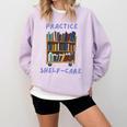 Book Lover Pun Practice Shelf-Care Comfort Colors Sweatshirt Crimson