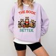 Book Lover Racoon Reading Bookish The Book Was Better Comfort Colors Sweatshirt Crimson