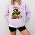 Book Lover Racoon Reading Bookish Library Read Books Be Kind Comfort Colors Sweatshirt Crimson