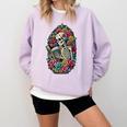 Book Lover Skeleton Reading With Dia De Los Muertos Flowers Comfort Colors Sweatshirt Crimson Book Lover Skeleton Reading With Dia De Los Muertos Flowers Comfort Colors Sweatshirt Crimson