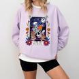 Book Lover Tarot Card The Reader Mystic Skeleton Comfort Colors Sweatshirt Crimson