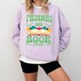 Book And Pajama Pajamas On Book Open Comfort Colors Sweatshirt Crimson Book And Pajama Pajamas On Book Open Comfort Colors Sweatshirt Crimson