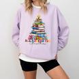 All Booked For Christmas Teacher Reading Student Bookworm Comfort Colors Sweatshirt Crimson