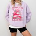 All Booked For Valentine Books Lover Teacher Floral Comfort Colors Sweatshirt Crimson