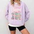 All Booked For Valentines Stacked Books Comfort Colors Sweatshirt Crimson