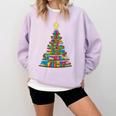 Bookmas Christmas Book Tree Book Lover English Teacher Comfort Colors Sweatshirt Crimson