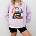 “Books Coffee & Yarn Enthusiast Cozy Reader Comfort Colors Sweatshirt Crimson