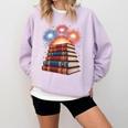 Books Fireworks 4th Of July Bookworm Patriotic Reader Comfort Colors Sweatshirt Crimson