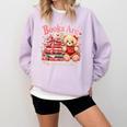 Books Are My Love Language Teddy Bear Book Lovers Valentine Comfort Colors Sweatshirt Crimson