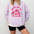 Books Are My Love Language Valentine Book Lover Comfort Colors Sweatshirt Crimson