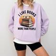 I Like Books More Than People Glasses Comfort Colors Sweatshirt Crimson