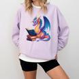 Bookworm Book Lover Women Girls Dragon Reading Comfort Colors Sweatshirt Crimson