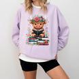 Bookworm Cute Baby Highland Cow Reading Book Comfort Colors Sweatshirt Crimson Bookworm Cute Baby Highland Cow Reading Book Comfort Colors Sweatshirt Crimson