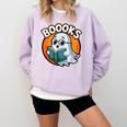 BOOOKS Cute Ghost Reading Books Halloween Comfort Colors Sweatshirt Crimson