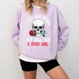 I Buy Her Books And Call Her A Good Girl Skull Rose Bookworm Comfort Colors Sweatshirt Crimson