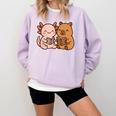 Capybara Axolotl Kawaii Kids Anime Book Lover Reading Comfort Colors Sweatshirt Crimson Capybara Axolotl Kawaii Kids Anime Book Lover Reading Comfort Colors Sweatshirt Crimson