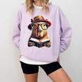Capybara Bookworm Rodent Reading a Book Comfort Colors Sweatshirt Crimson