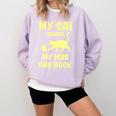 My Cat Guards My Mug And Book Humor Cats Premium Tri-Blend Comfort Colors Sweatshirt Crimson