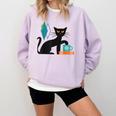 Cat Midcentury With Book And Coffee Atomic Age Mid Century Comfort Colors Sweatshirt Crimson Cat Midcentury With Book And Coffee Atomic Age Mid Century Comfort Colors Sweatshirt Crimson