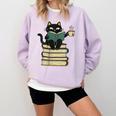 Cat Reading Book Comfort Colors Sweatshirt Crimson
