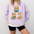 Cats Reading Book Lover Reading Bookworm Reader Comfort Colors Sweatshirt Crimson
