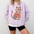 Cats Reading Books Librarian Library Readers Comfort Colors Sweatshirt Crimson
